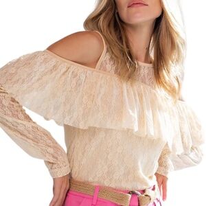 🌺 NWT Easel Vintage Victorian Boho Chic  Long Sleeve Lace Shirt top  S M L NEW